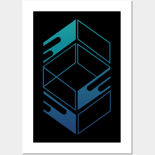 Abstract blue box Posters and Art